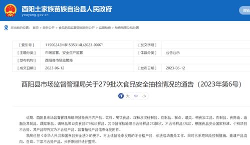重慶市酉陽縣發(fā)布最新食品安全抽檢通報(bào) 6批次不合格，安全評價(jià)引關(guān)注
